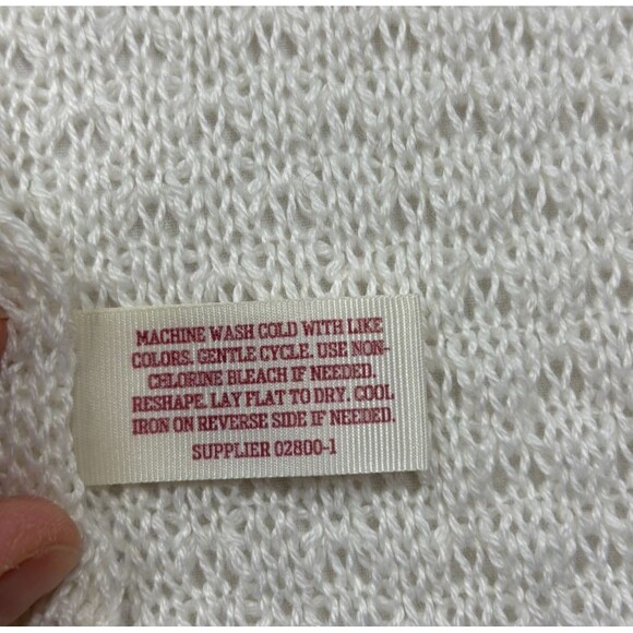 Full Crochet Knit Duster Cardigan Sweater XL Cream Boho Coastal Grandma Cottage - Picture 8 of 8